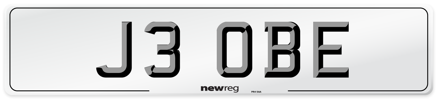 J3 OBE Number Plate from New Reg